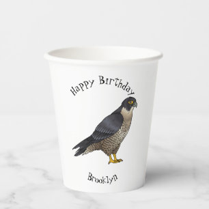 Peregrine falcon bird cartoon illustration paper cups