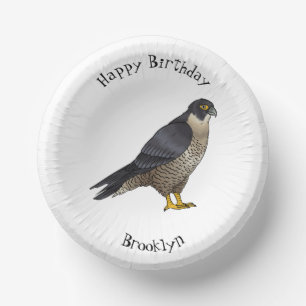 Peregrine falcon bird cartoon illustration paper plate