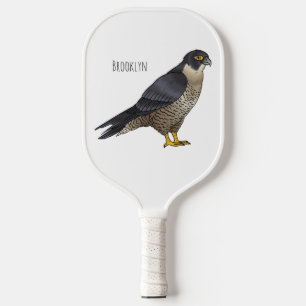 Peregrine falcon bird cartoon illustration pickleball paddle