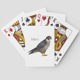 Peregrine falcon bird cartoon illustration playing cards