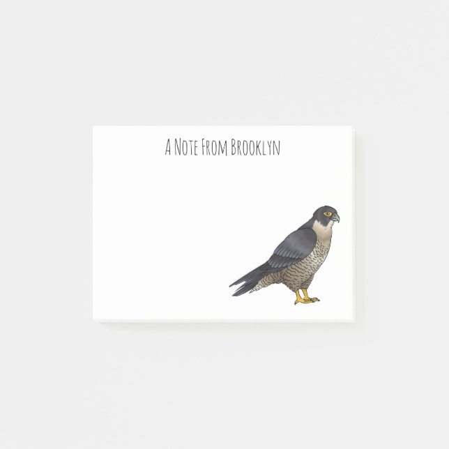 Peregrine falcon bird cartoon illustration  post-it notes (Front)