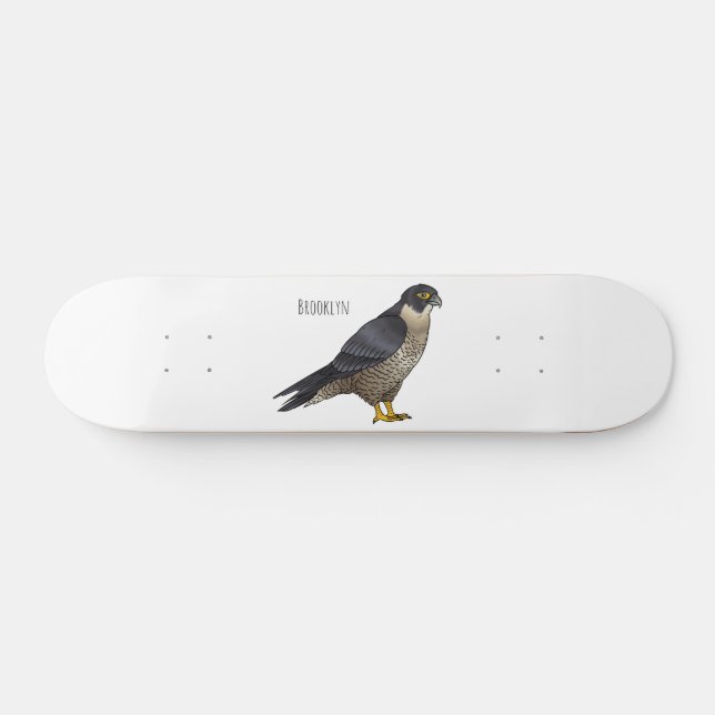 Peregrine falcon bird cartoon illustration  skateboard (Horz)