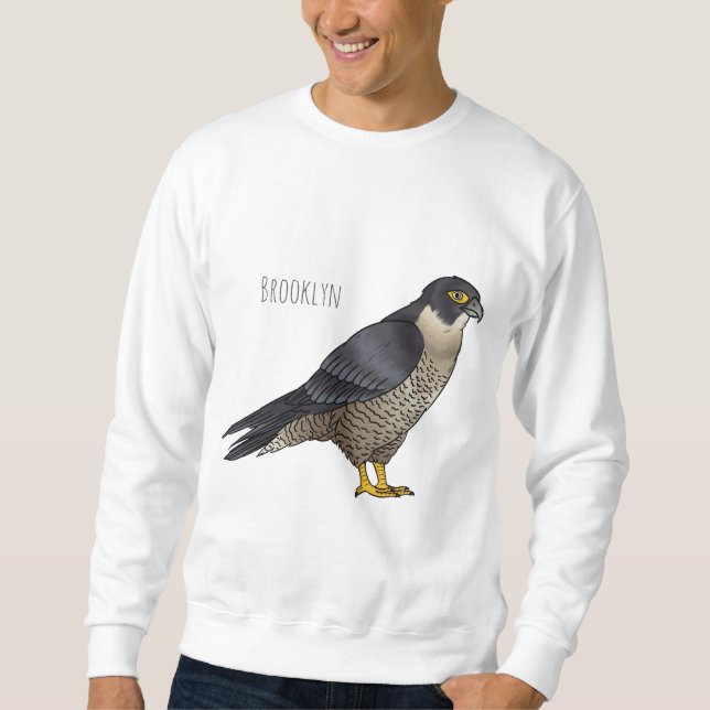 Peregrine falcon bird cartoon illustration sweatshirt (Front)
