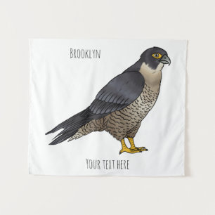 Peregrine falcon bird cartoon illustration  tapestry