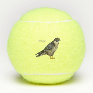 Peregrine falcon bird cartoon illustration tennis balls