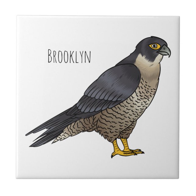Peregrine falcon bird cartoon illustration  tile (Front)