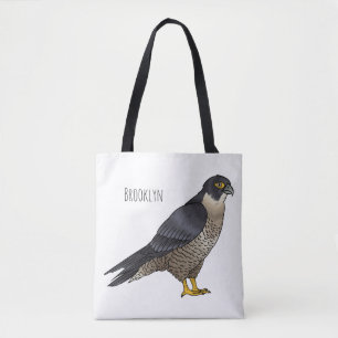 Peregrine falcon bird cartoon illustration tote bag