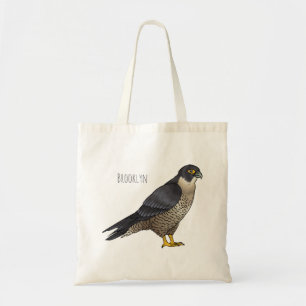 Peregrine falcon bird cartoon illustration tote bag