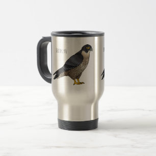 Peregrine falcon bird cartoon illustration travel mug