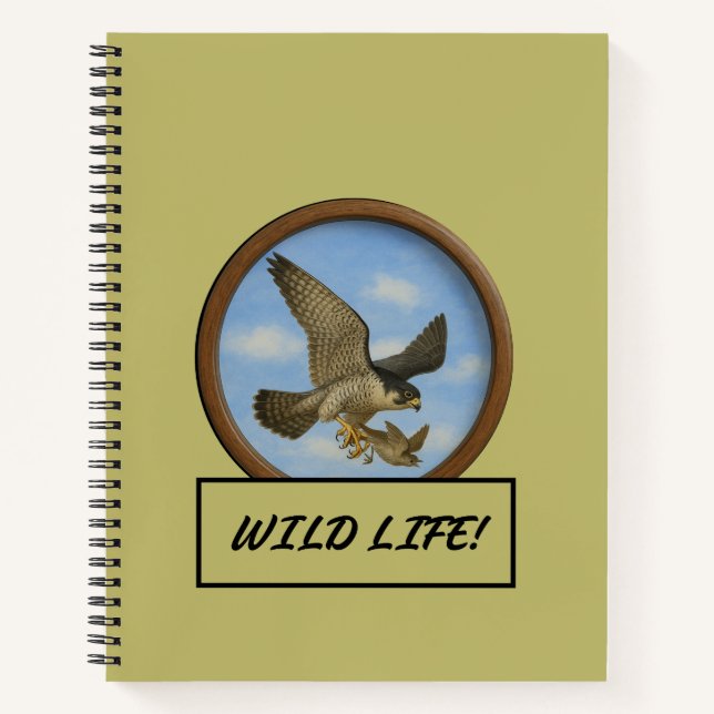 Peregrine Falcon Dark Khaki Spiral Notebook (Front)