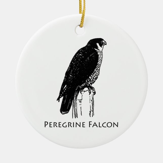 Peregrine Falcon (illustration) Ceramic Tree Decoration (Front)