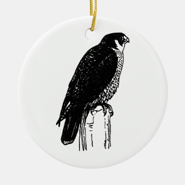 Peregrine Falcon (illustration) Ceramic Tree Decoration (Front)