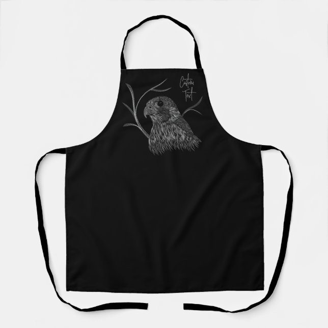Peregrine Falcon in Tree Branches with Handwriting Apron (Front)