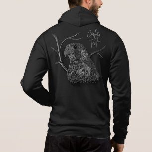 Peregrine Falcon in Tree Branches with Handwriting Hoodie