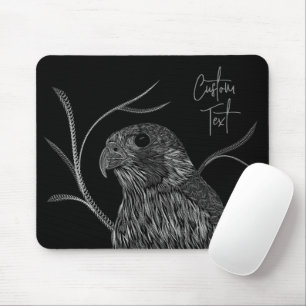 Peregrine Falcon in Tree Branches with Handwriting Mouse Pad