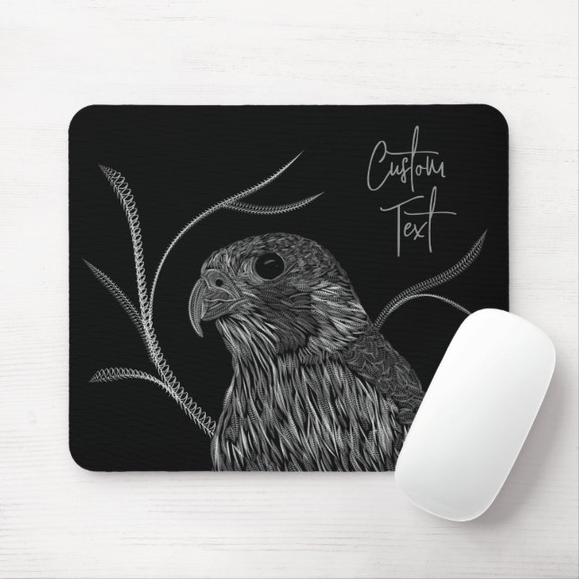 Peregrine Falcon in Tree Branches with Handwriting Mouse Pad (With Mouse)
