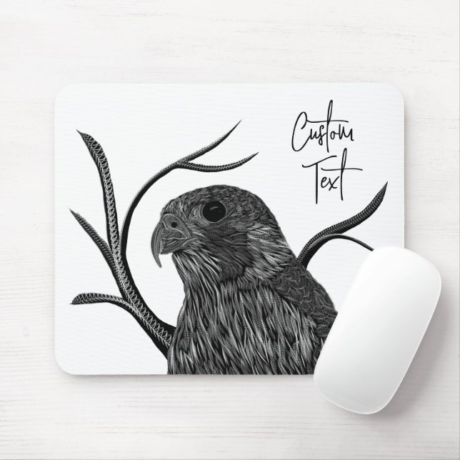 Peregrine Falcon in Tree Branches with Handwriting Mouse Pad (With Mouse)