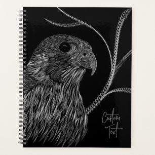 Peregrine Falcon in Tree Branches with Handwriting Planner