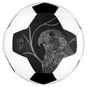 Peregrine Falcon in Tree Branches with Handwriting Soccer Ball