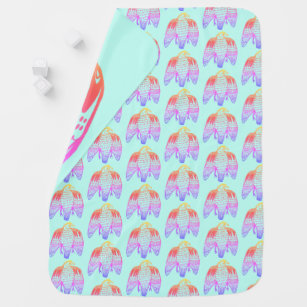 Peregrine Falcon Rainbow Mint Custom Baby Blanket