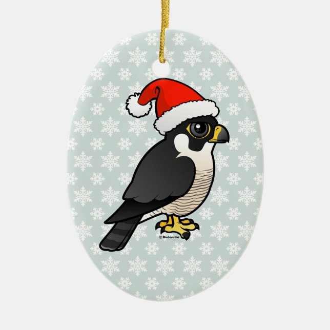 Peregrine Falcon Santa Ceramic Tree Decoration (Front)