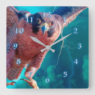 Peregrine Falcon WINGS OF MERCURY Square Wall Cloc Clock