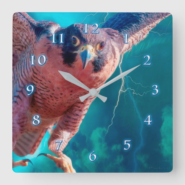 Peregrine Falcon WINGS OF MERCURY Square Wall Cloc Square Wall Clock (Front)
