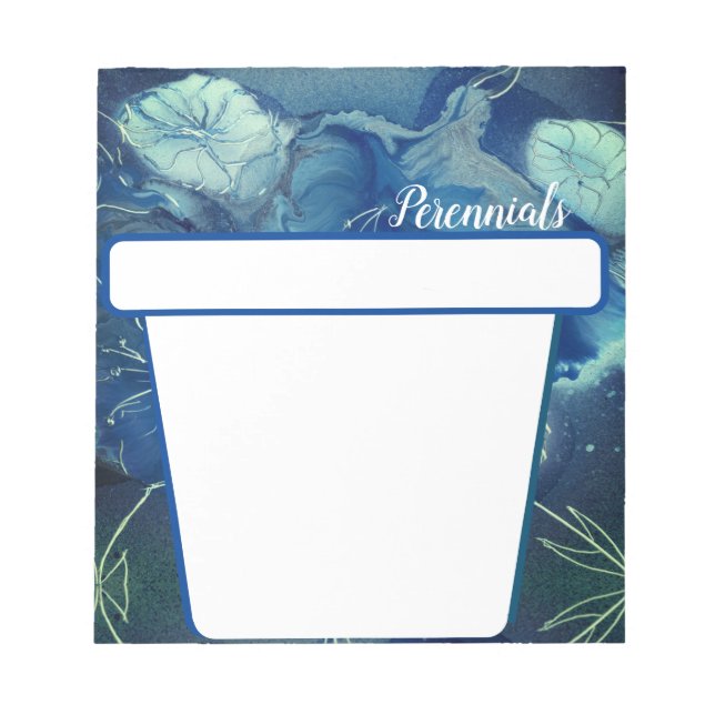 Perennial Flowers in Blue Notepad (Front)
