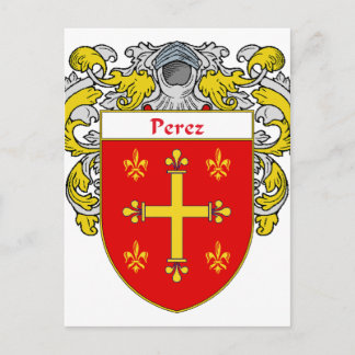 Perez Coat of Arms (Mantled) Postcard