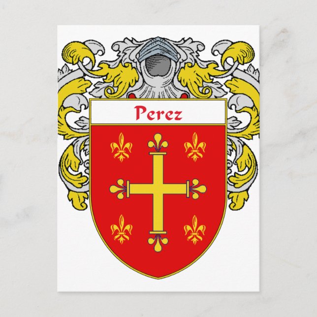 Perez Coat of Arms (Mantled) Postcard (Front)