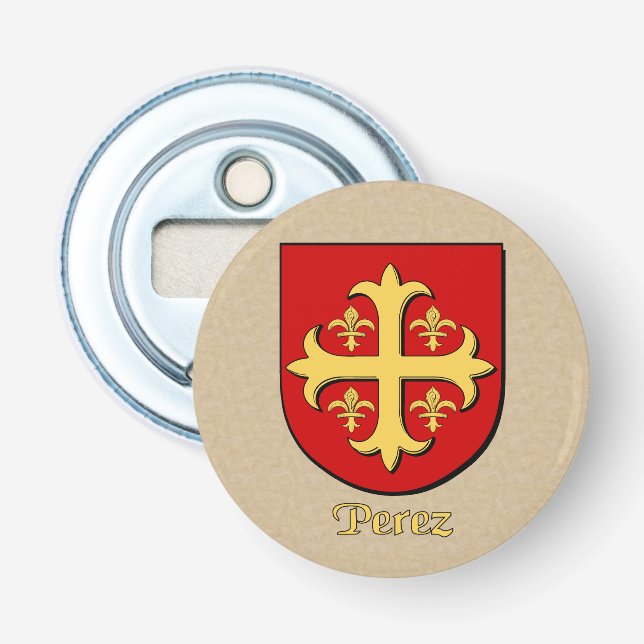 Perez Historical Arms Shield Bottle Opener (Front)