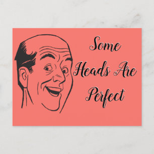 Perfect 50th Birthday Retro Bald Man Head Coral Postcard