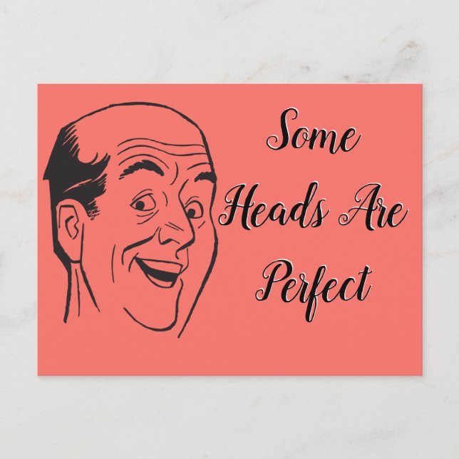  Perfect 50th Birthday Retro Bald Man Head Coral Postcard (Front)