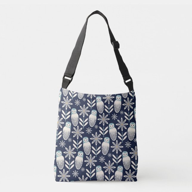 Perfect Barn Owl - blue background Crossbody Bag (Front)