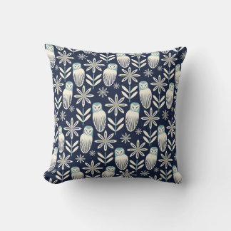Perfect Barn Owl - blue background Cushion