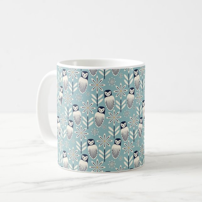 Perfect Barn Owl - light blue background Coffee Mug (Front Left)