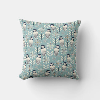 Perfect Barn Owl - light blue background Cushion