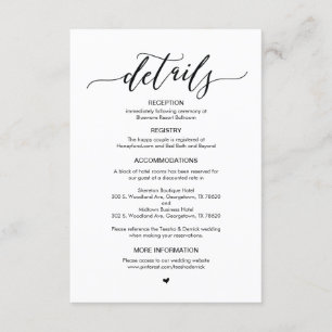 Perfect Black Font, Wedding Details Enclosure Card