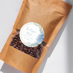 Perfect Blend Blue Flower Wedding Coffee  Classic Round Sticker