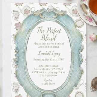 Perfect Blend Coffee Tea Bridal Shower Invitation