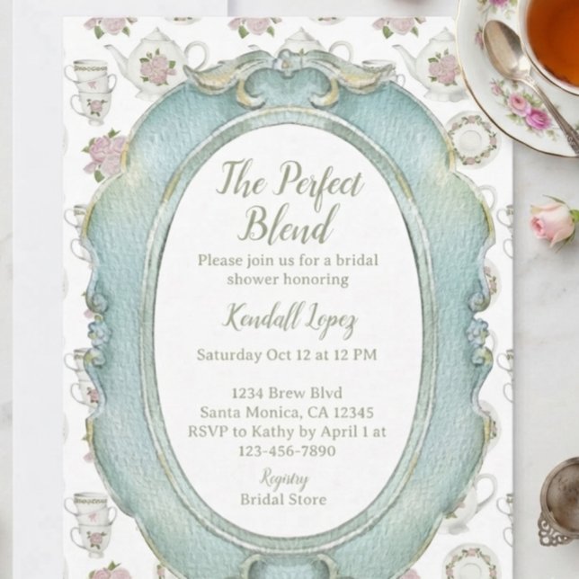 Perfect Blend Coffee Tea Bridal Shower  Invitation (Creator Uploaded)