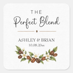 Perfect Blend Coffee Wedding Favour Stickers Squar