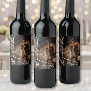 Perfect Blend Elegant Photo Wedding Wine Label