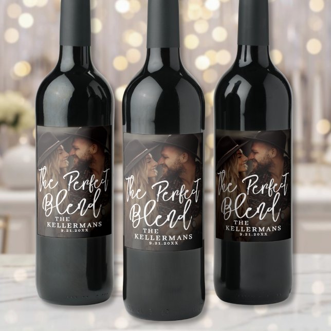 Perfect Blend Wedding Photo Wine Label (Perfect Blend Wedding Photo Wine Label )