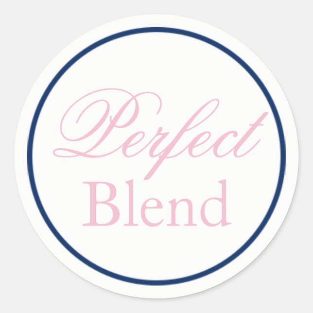"Perfect Blend" Wedding Sticker - Blush Pink/Navy (Front)