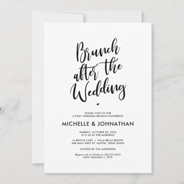 Perfect Calligraphy Post Wedding Brunch Invites (Front)