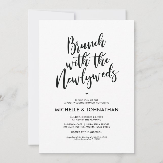 Perfect Calligraphy Post Wedding Brunch Invites (Front)