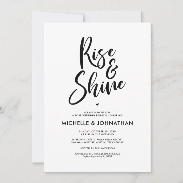 Perfect Calligraphy Post Wedding Brunch Invites (Front)