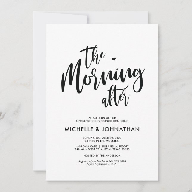 Perfect Calligraphy Post Wedding Brunch Invites (Front)