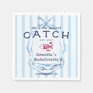 Perfect Catch Beach Preppy Fishing Bachelorette Napkin